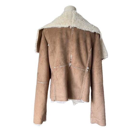 Bhiel by Mejane Y2K Panel Faux Suede Jacket Sz L Brown Aztec Western Faux Fur - Picture 2 of 10